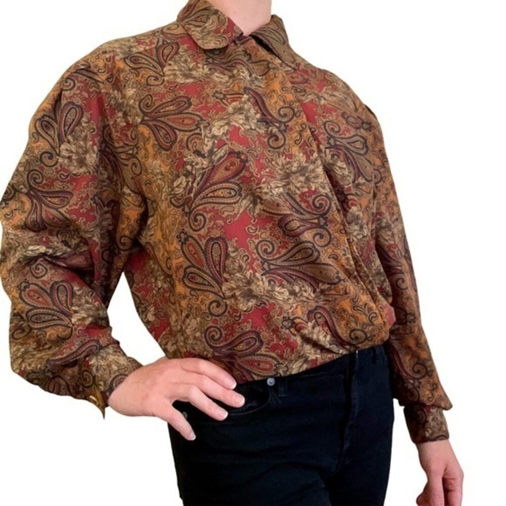 Bill Blass Vintage Paisley Puff Sleeve Blouse